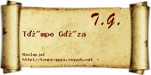 Tömpe Géza névjegykártya