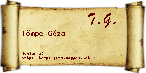 Tömpe Géza névjegykártya